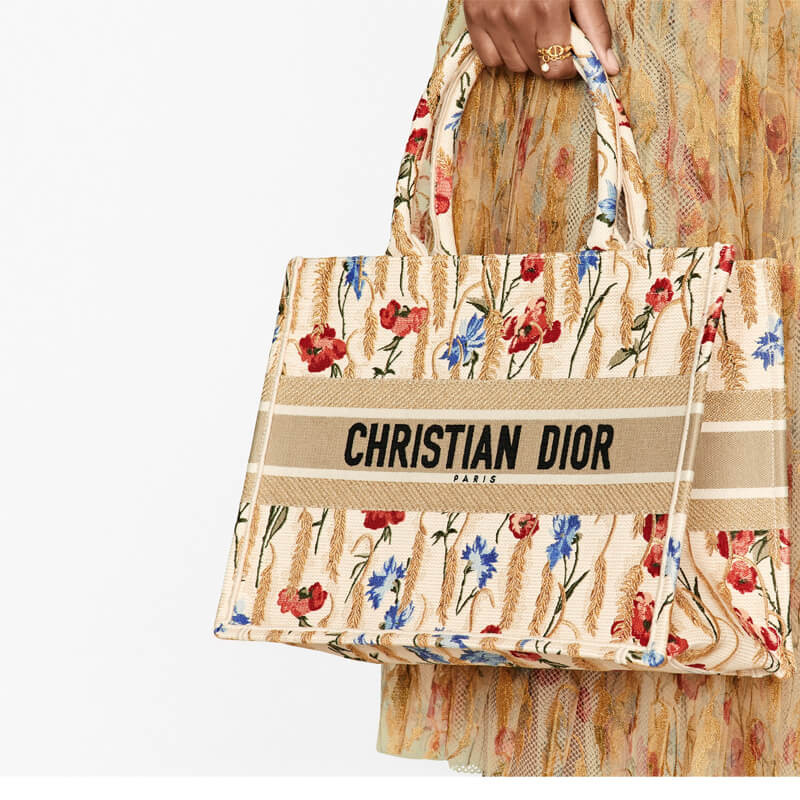 Replica Dior Small Book Tote In Hibiscus Metallic Thread Embroidery M1296 - Image 2