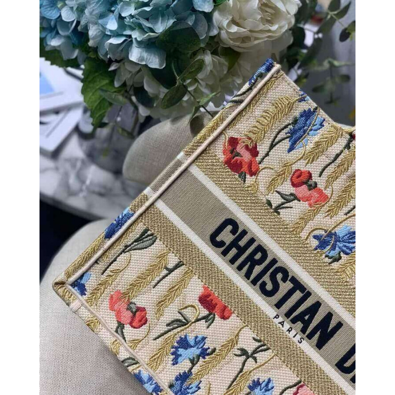 Replica Dior Small Book Tote In Hibiscus Metallic Thread Embroidery M1296 - Image 7