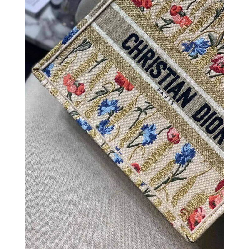 Replica Dior Small Book Tote In Hibiscus Metallic Thread Embroidery M1296 - Image 8