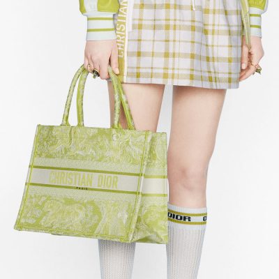 Alternative view of Replica Dior Small Book Tote Lime Toile De Jouy Reverse Embroidery M1296