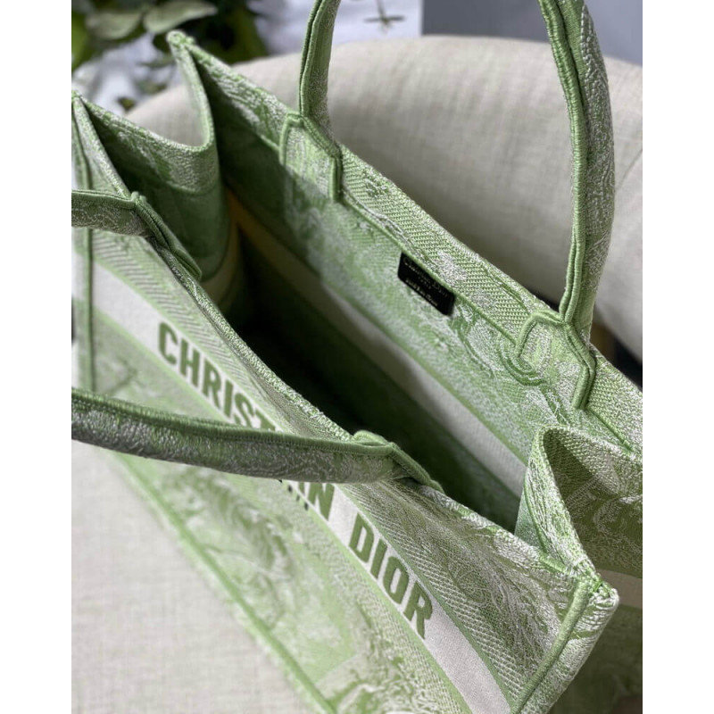 Replica Dior Small Book Tote Lime Toile De Jouy Reverse Embroidery M1296 - Image 11