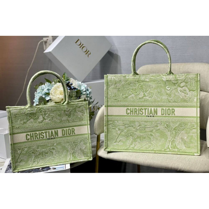 Replica Dior Small Book Tote Lime Toile De Jouy Reverse Embroidery M1296 - Image 12