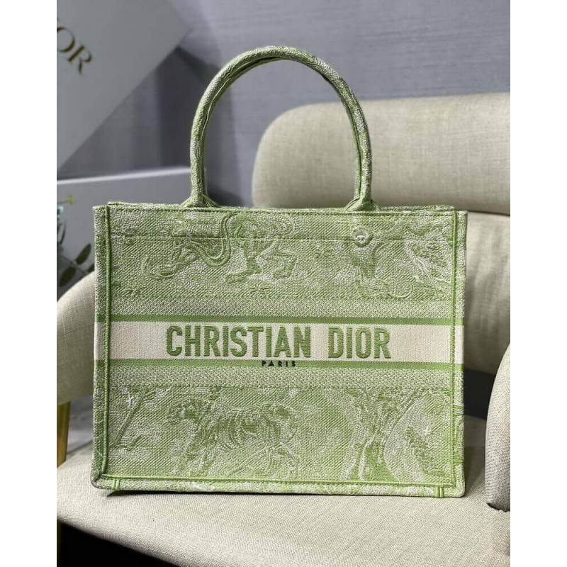 Replica Dior Small Book Tote Lime Toile De Jouy Reverse Embroidery M1296 - Image 3