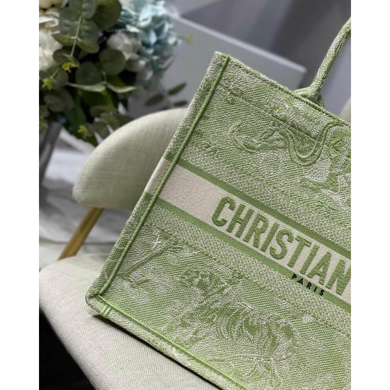 Replica Dior Small Book Tote Lime Toile De Jouy Reverse Embroidery M1296 - Image 6