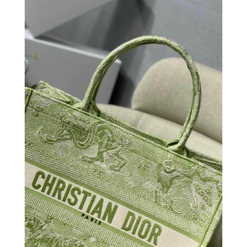 Replica Dior Small Book Tote Lime Toile De Jouy Reverse Embroidery M1296 - Image 7