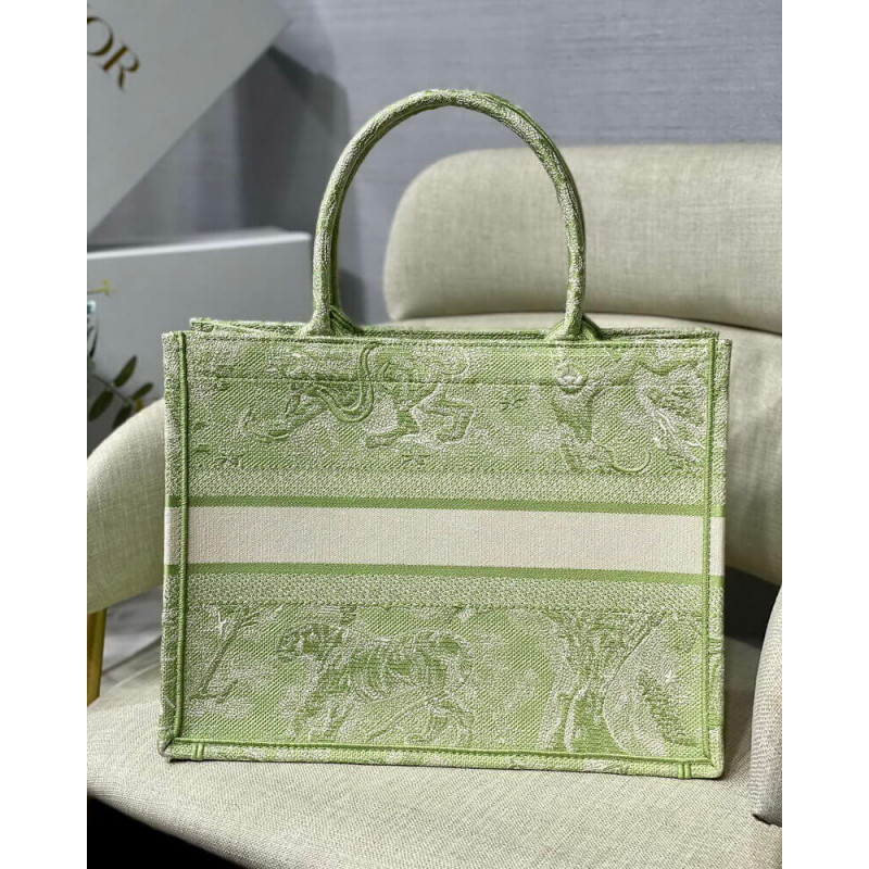 Replica Dior Small Book Tote Lime Toile De Jouy Reverse Embroidery M1296 - Image 8