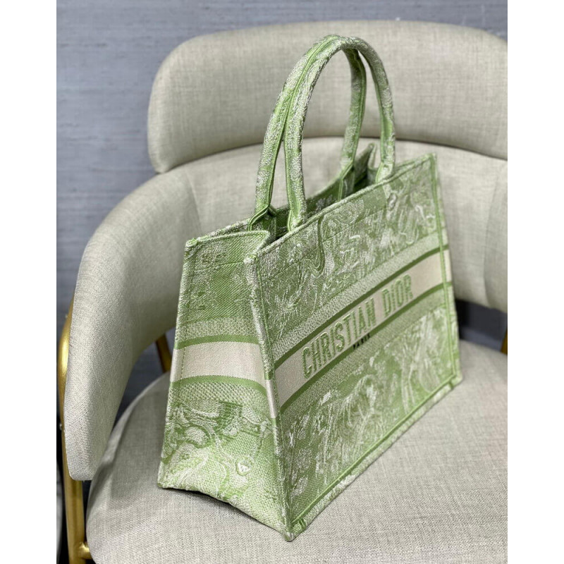 Replica Dior Small Book Tote Lime Toile De Jouy Reverse Embroidery M1296 - Image 9