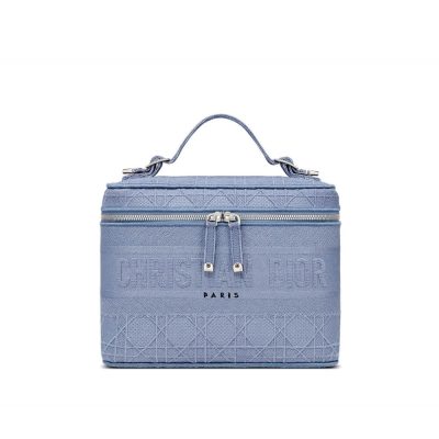 Replica Dior Travel Vanity Case Denim Cannage Embroidery S5480