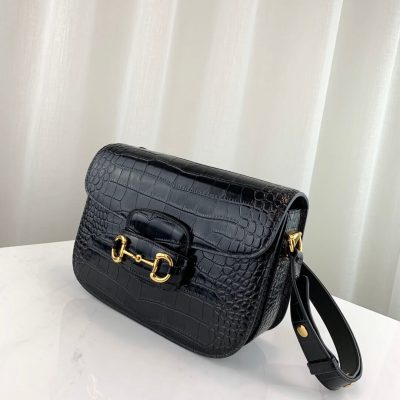 Alternative view of Replica Gucci 1955 Horsebit Crocodile Shoulder Bag 602204