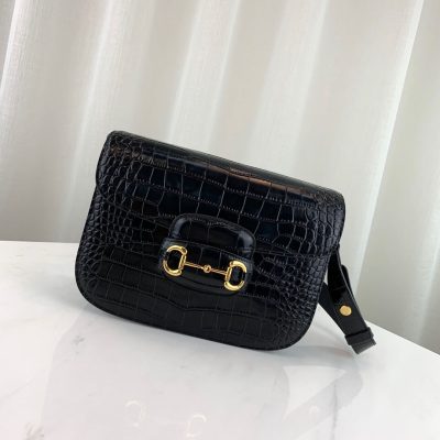 Replica Gucci 1955 Horsebit Crocodile Shoulder Bag 602204