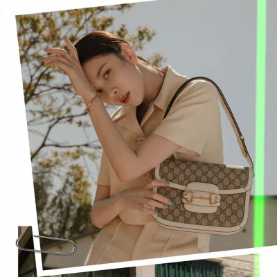Alternative view of Replica Gucci 1955 Horsebit Gg Supreme Shoulder Bag 602204