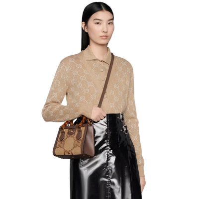 Alternative view of Replica Gucci Diana Jumbo Gg Mini Tote Bag 655661 Brown