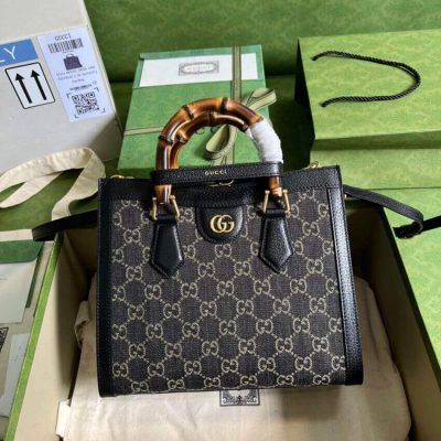 Alternative view of Replica Gucci Diana Small Tote Bag 660195 In Black Denim