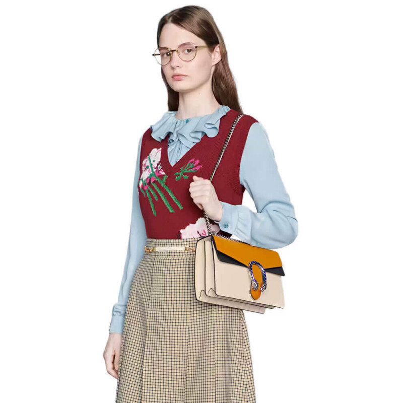 Replica Gucci Dionysus Small Shoulder Bag 400249 Orange White Leather - Image 2
