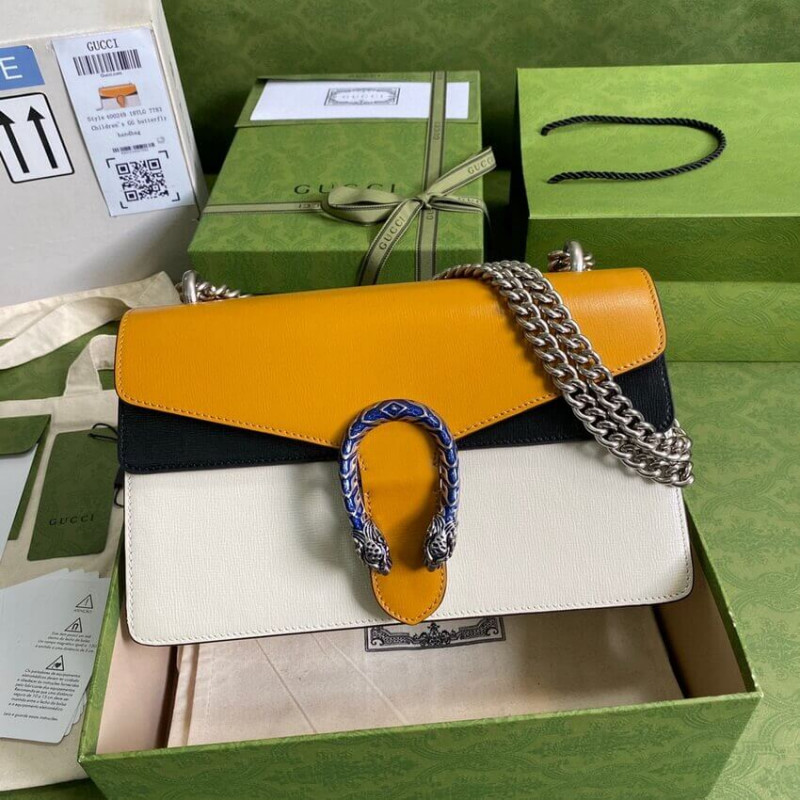 Replica Gucci Dionysus Small Shoulder Bag 400249 Orange White Leather - Image 3