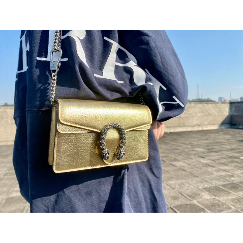 Replica Gucci Dionysus Small Shoulder Bag In Gold Lame Leather 499623 - Image 2