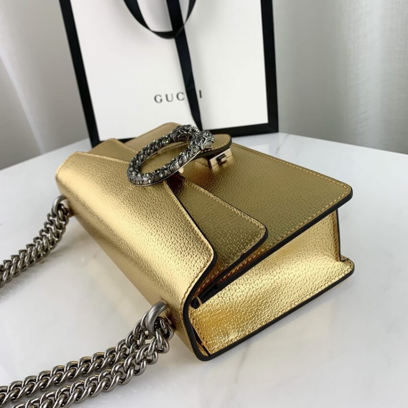 Replica Gucci Dionysus Small Shoulder Bag In Gold Lame Leather 499623 - Image 11
