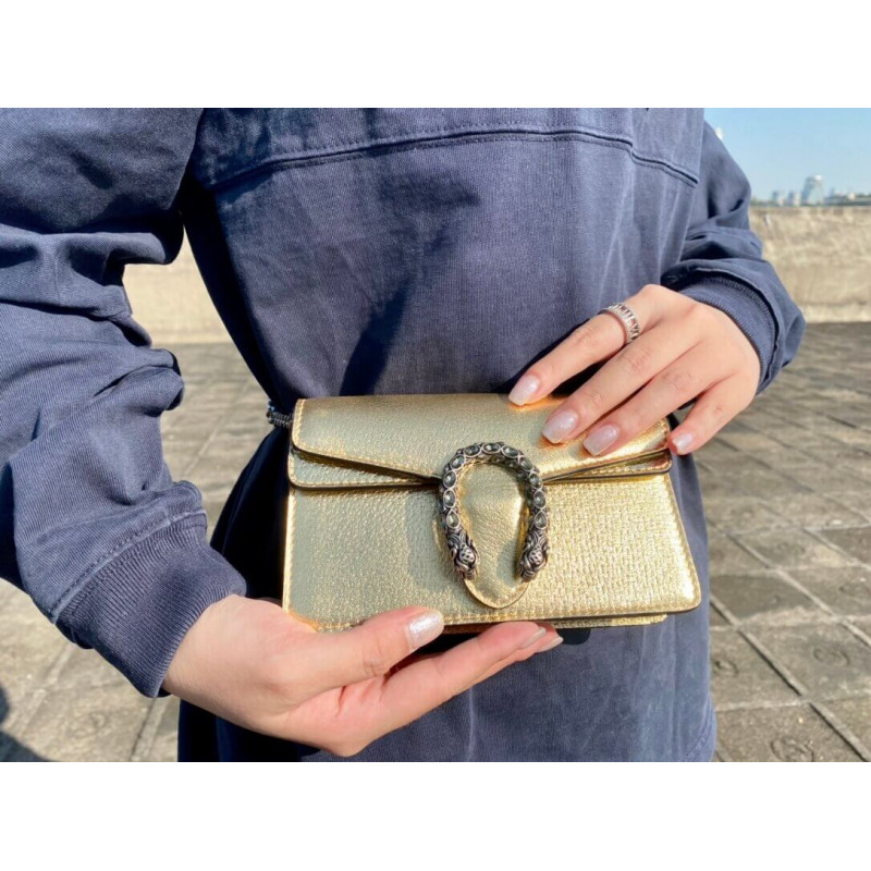 Replica Gucci Dionysus Small Shoulder Bag In Gold Lame Leather 499623 - Image 3