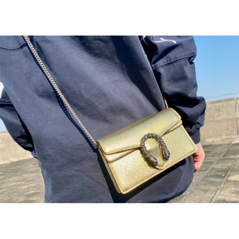 Replica Gucci Dionysus Small Shoulder Bag In Gold Lame Leather 499623 - Image 4