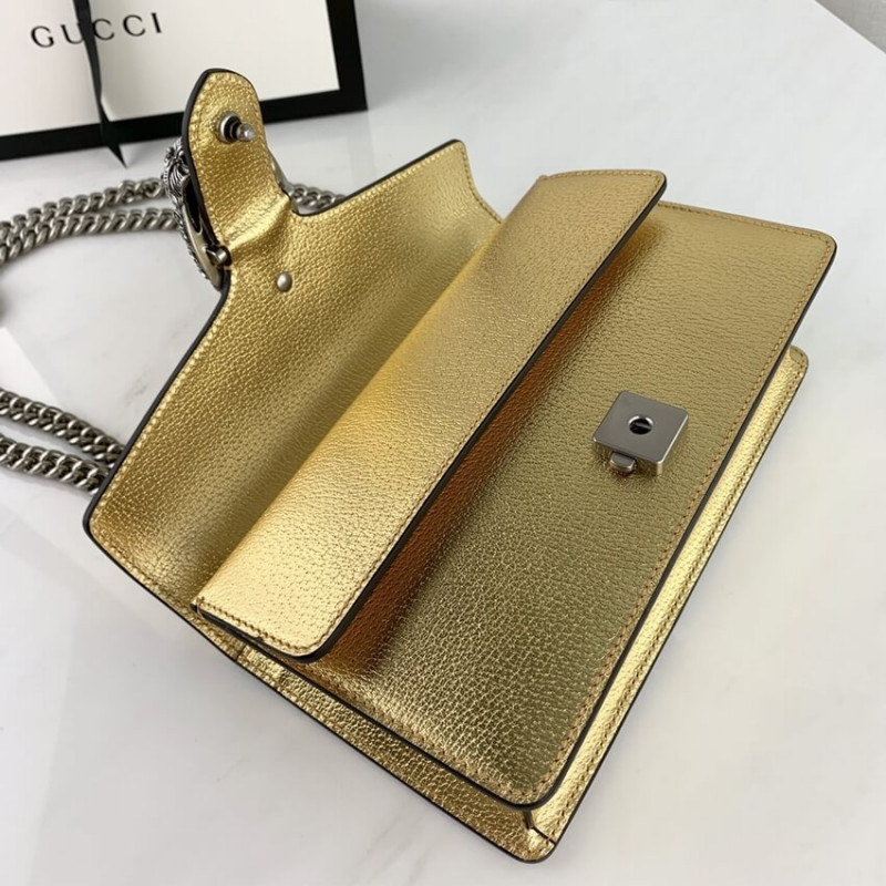 Replica Gucci Dionysus Small Shoulder Bag In Gold Lame Leather 499623 - Image 9