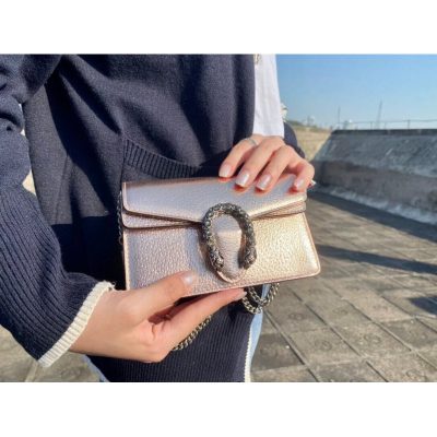 Alternative view of Replica Gucci Dionysus Small Shoulder Bag In Rose Gold Lame Leather 499623