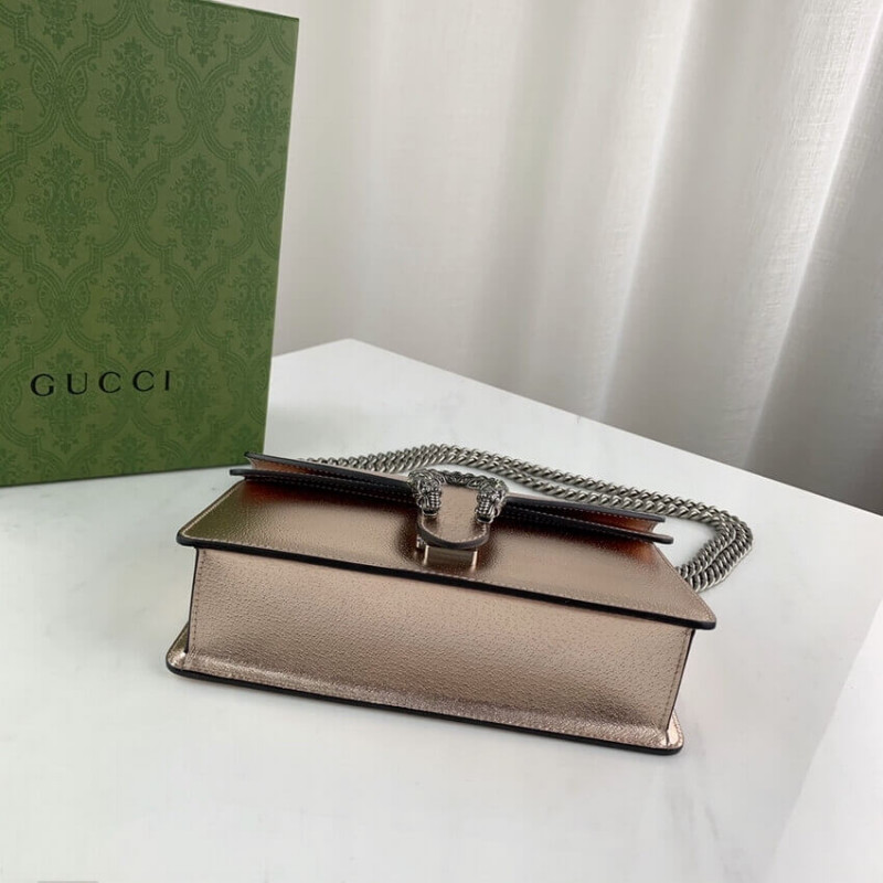 Replica Gucci Dionysus Small Shoulder Bag In Rose Gold Lame Leather 499623 - Image 11