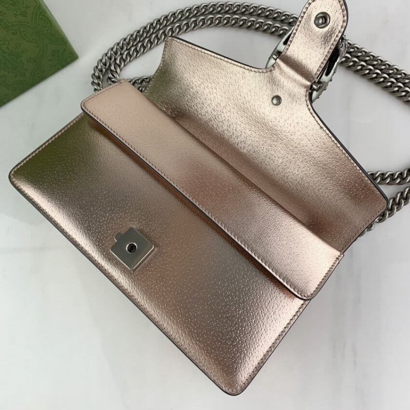 Replica Gucci Dionysus Small Shoulder Bag In Rose Gold Lame Leather 499623 - Image 12