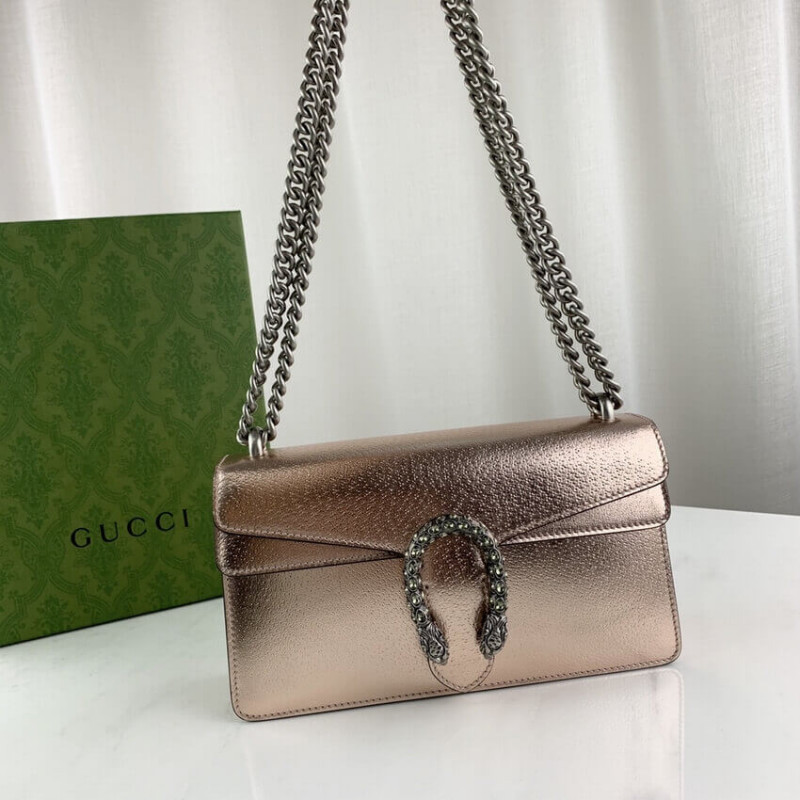 Replica Gucci Dionysus Small Shoulder Bag In Rose Gold Lame Leather 499623 - Image 14