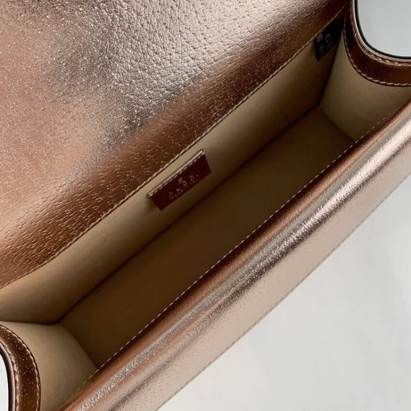 Replica Gucci Dionysus Small Shoulder Bag In Rose Gold Lame Leather 499623 - Image 16