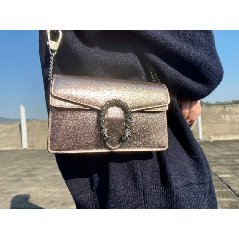 Replica Gucci Dionysus Small Shoulder Bag In Rose Gold Lame Leather 499623 - Image 3