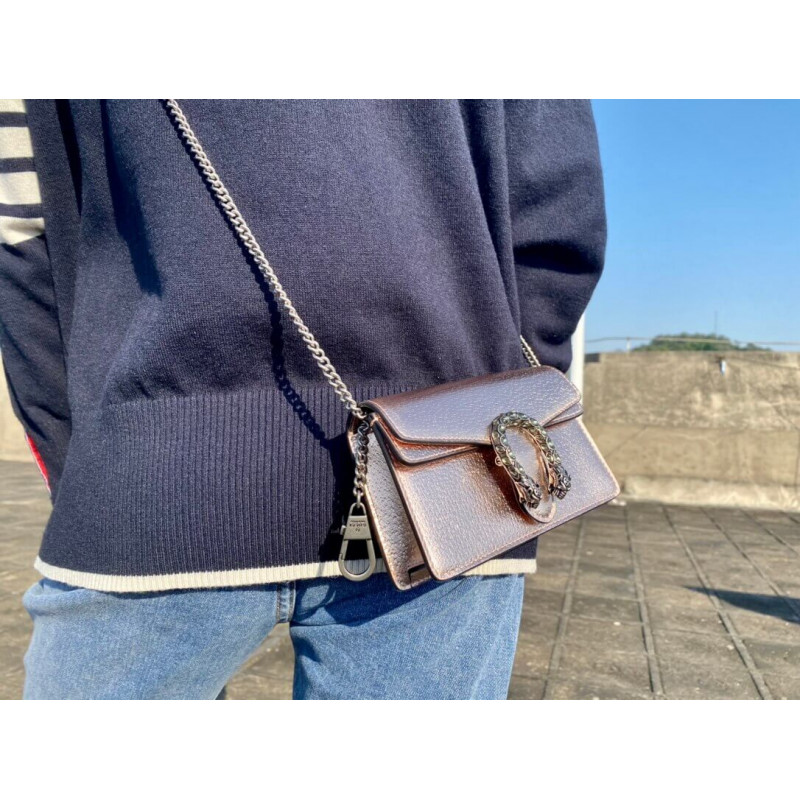 Replica Gucci Dionysus Small Shoulder Bag In Rose Gold Lame Leather 499623 - Image 5