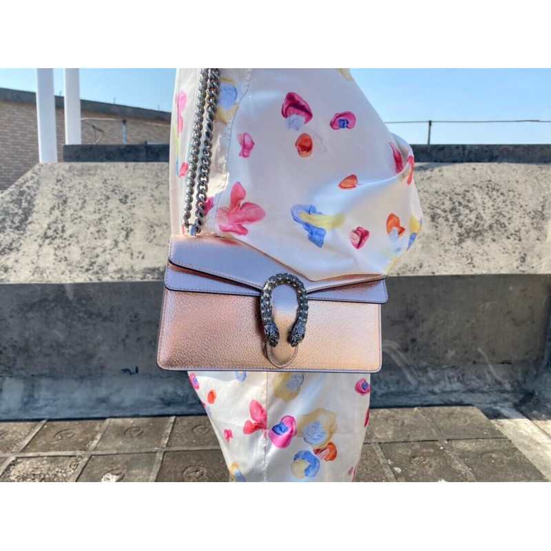 Replica Gucci Dionysus Small Shoulder Bag In Rose Gold Lame Leather 499623 - Image 7