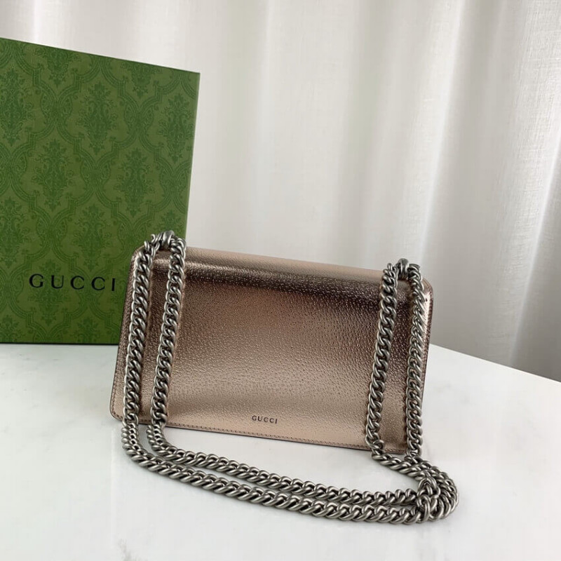 Replica Gucci Dionysus Small Shoulder Bag In Rose Gold Lame Leather 499623 - Image 9