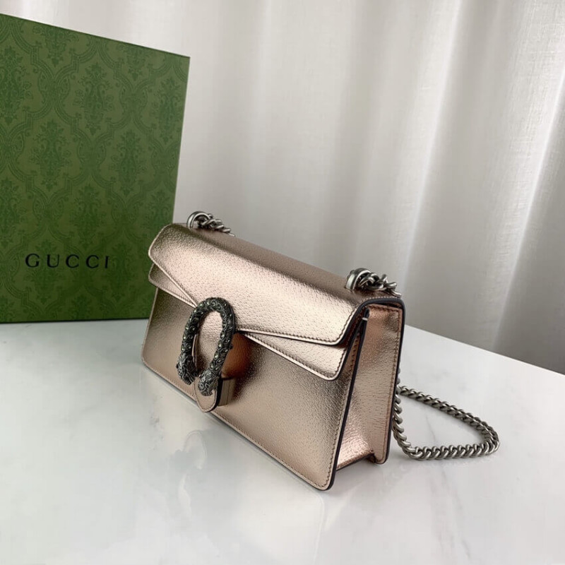 Replica Gucci Dionysus Small Shoulder Bag In Rose Gold Lame Leather 499623 - Image 10