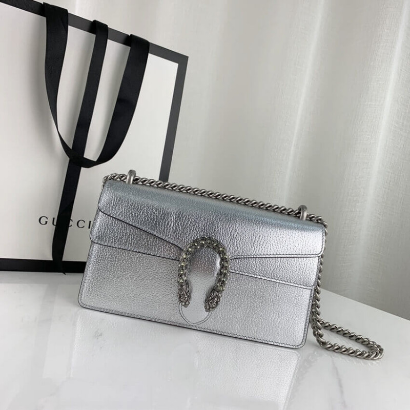 Replica Gucci Dionysus Small Shoulder Bag In Silver Lame Leather 499623 - Image 3