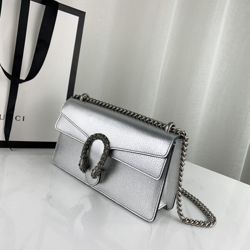 Replica Gucci Dionysus Small Shoulder Bag In Silver Lame Leather 499623 - Image 4