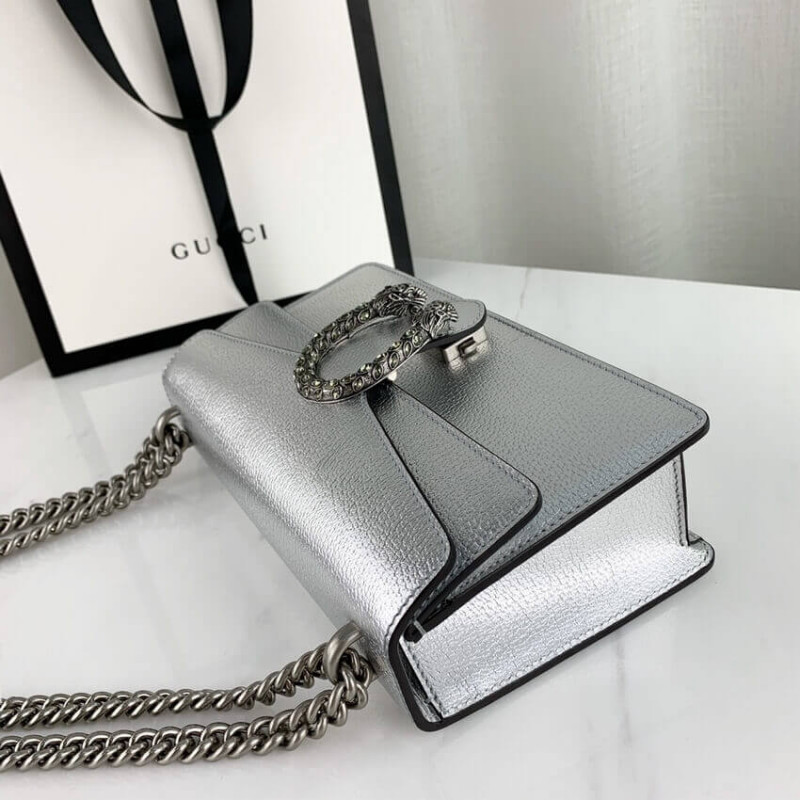 Replica Gucci Dionysus Small Shoulder Bag In Silver Lame Leather 499623 - Image 9