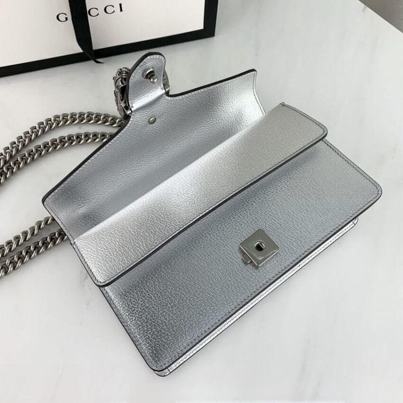 Replica Gucci Dionysus Small Shoulder Bag In Silver Lame Leather 499623 - Image 10
