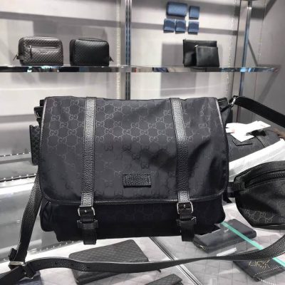 Alternative view of Replica Gucci Gg Guccissima Black Medium Nylon Messenger Bag 510334