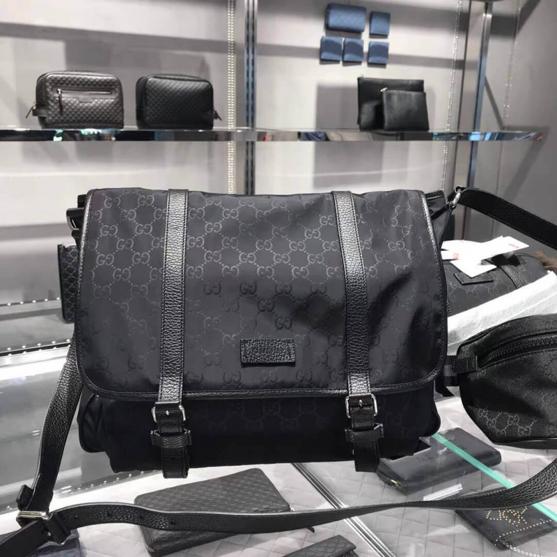 Replica Gucci Gg Guccissima Black Medium Nylon Messenger Bag 510334 - Image 2