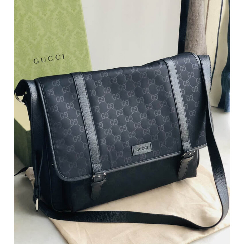Replica Gucci Gg Guccissima Black Medium Nylon Messenger Bag 510334 - Image 4