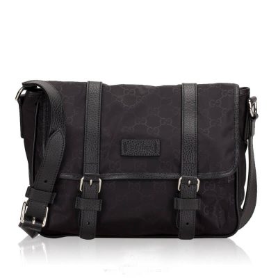 Replica Gucci Gg Guccissima Black Medium Nylon Messenger Bag 510334