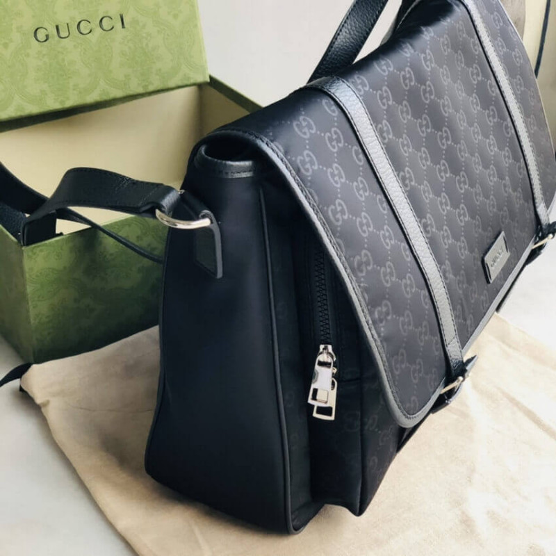 Replica Gucci Gg Guccissima Black Medium Nylon Messenger Bag 510334 - Image 6