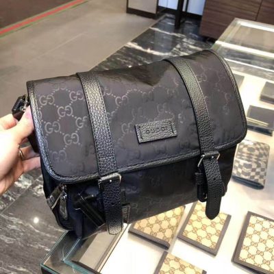 Alternative view of Replica Gucci Gg Guccissima Black Nylon Small Messenger Bag 510335