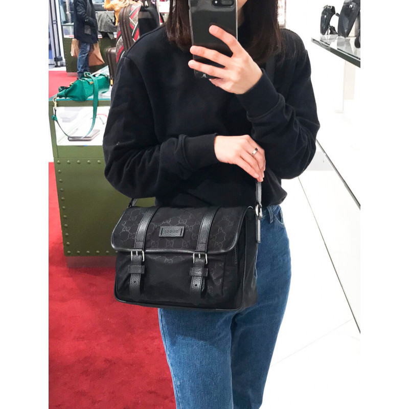 Replica Gucci Gg Guccissima Black Nylon Small Messenger Bag 510335 - Image 4