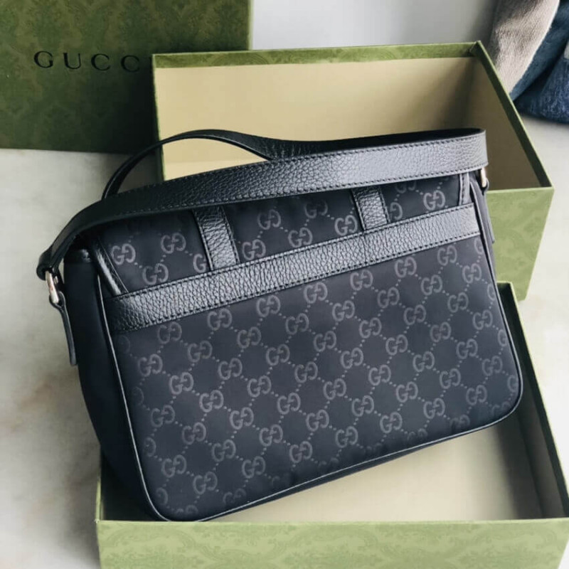 Replica Gucci Gg Guccissima Black Nylon Small Messenger Bag 510335 - Image 7