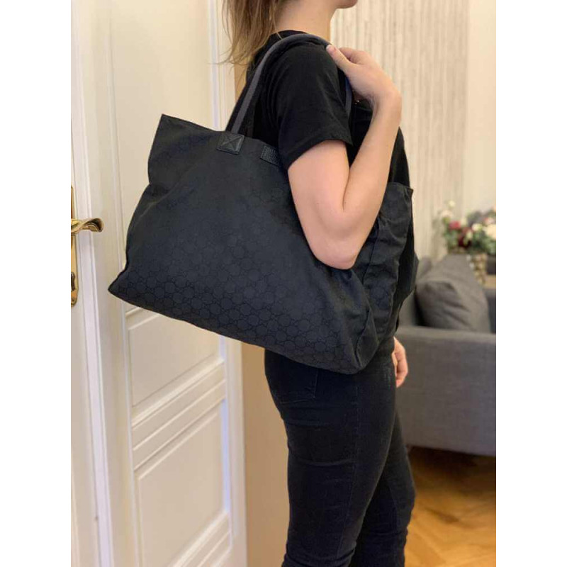 Replica Gucci Gg Guccissima Black Nylon Tote Bag 449176 - Image 3