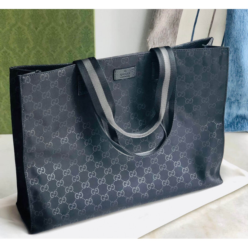 Replica Gucci Gg Guccissima Black Nylon Tote Bag 449176 - Image 4