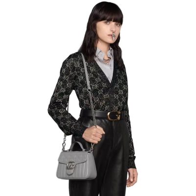 Alternative view of Replica Gucci Gg Marmont Grey Matelasse Leather Mini Top Handle Bag 583571