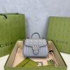 Best Replicas Bags - Gucci GG Marmont Grey Matelasse Leather Mini Top Handle Bag 583571 Top Quality Louis Vuitton LV Replica Bags On Sales